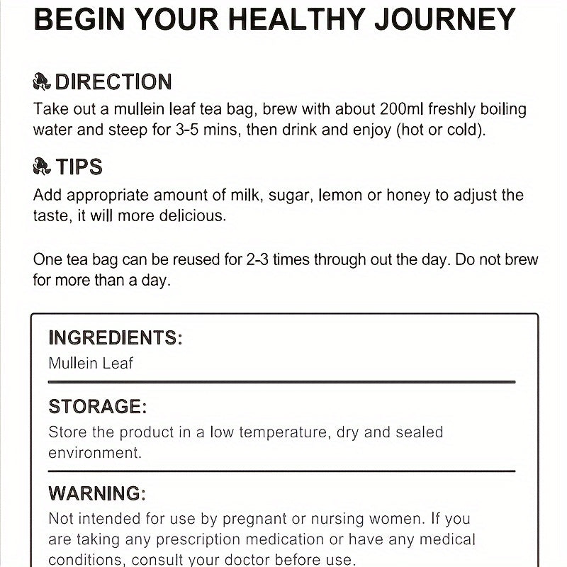 [Caffeine Free Mullein Tea] 28 Tea Bags Mullein Leaf Tea - Herbal Tea - Caffeine Free - Suitable For Home Office Drink