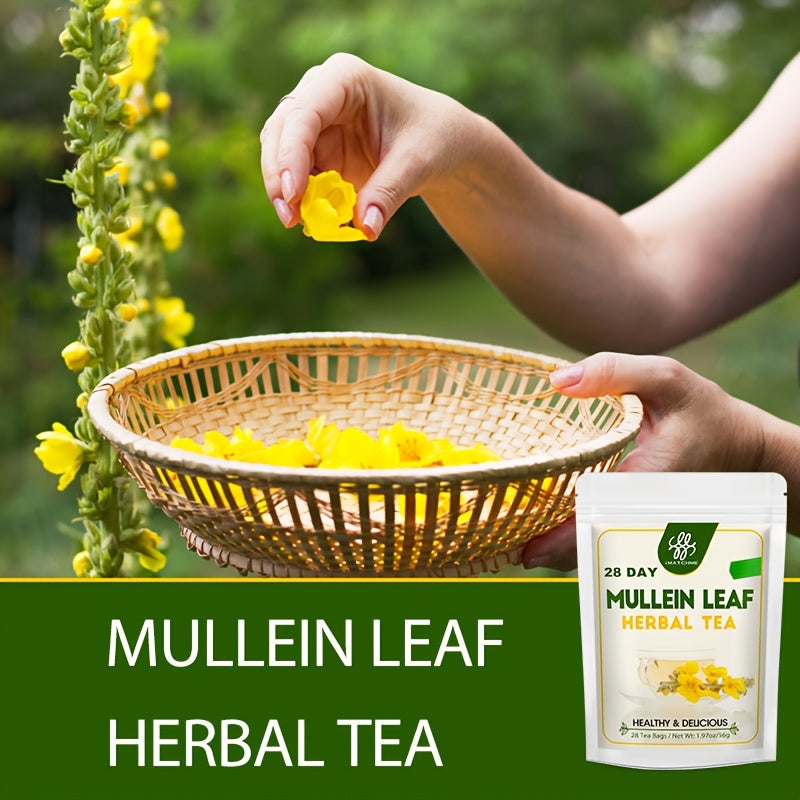 [Caffeine Free Mullein Tea] 28 Tea Bags Mullein Leaf Tea - Herbal Tea - Caffeine Free - Suitable For Home Office Drink