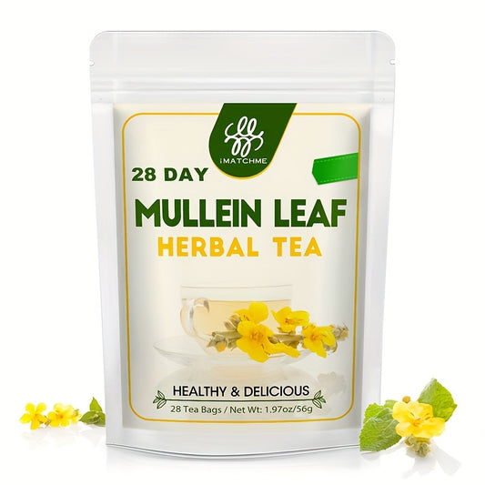 [Caffeine Free Mullein Tea] 28 Tea Bags Mullein Leaf Tea - Herbal Tea - Caffeine Free - Suitable For Home Office Drink